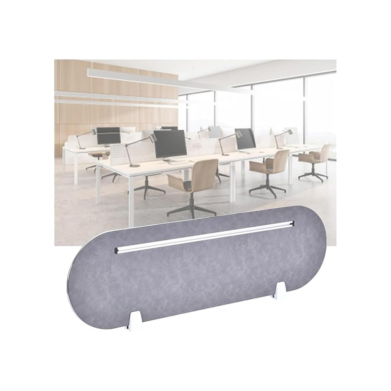 LWJSOCP Acoustic Privacy Panel for Desk Divider Lightweight Freestanding Partitions with Support Feet Low Fence Grille for Privacy Grey (31.5x11.8in)
