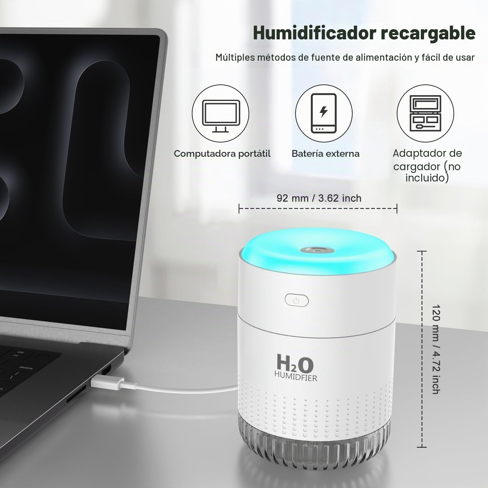KARFUN Humidificador de Aire 350ml, 7 Luces de Color, 26dB Silencioso, Apagado Automático