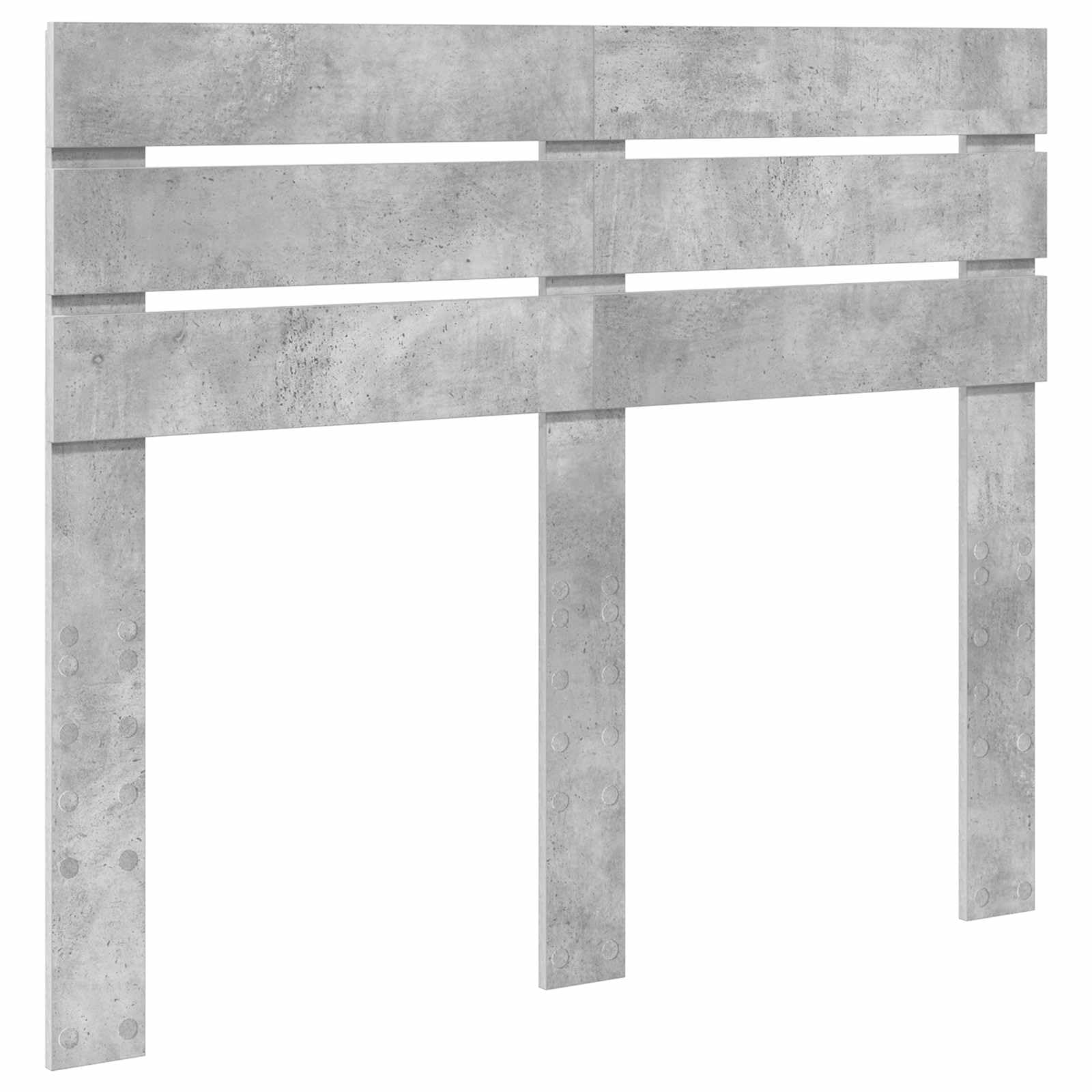 Nowoczesny zagłówek betonowy szary z drewna inżynieryjnego, smukły prostokątny kształt pasujący do większości ram łóżek, wykończony tył, łatwy w utrzymaniu, do użytku wewnętrznego.