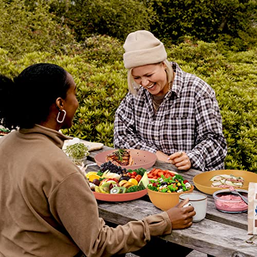 Unzerbrechliches Geschirr Set 6 Personen, 66 Teiliges Camping Geschirr Set Plastikgeschirr Picknick Geschirr Sets Leicht Bunt Grill Kunststoff Servierteller Schüsseln Besteck Set