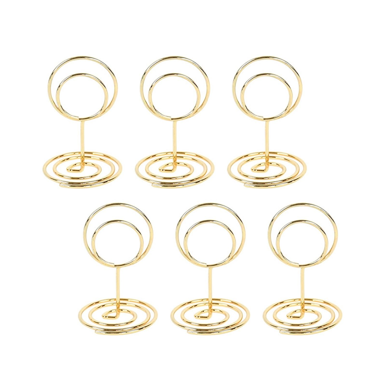 Lujauey Memo Clip Holder 30Pcs Metal Place Card Holders Photo Clip Stands Wedding Table Number Name Sign Stand Home Decoration for Wedding Party Office Memo(Gold round)