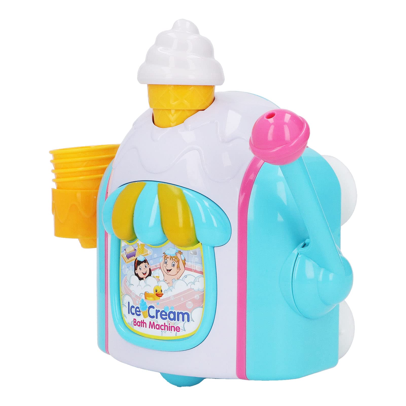 Macchina per bolle di sapone a forma di gelato Schiuma durevole Macchina per bolle di aspirazione per il bagno Bagno 23x23x8 cm Plastica blu