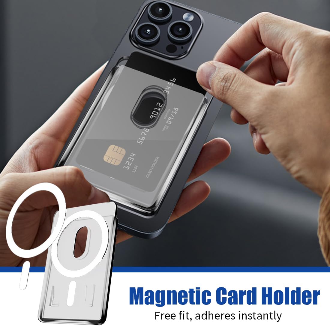 1 pcs Transparenter Magnetischer Kartenhalter, Kompatibel mit MagSafe, Kompatibel mit iPhone 15-12 Serie – Sichere Handy-Geldbörse, Langlebige, Kristallklar, Magnetischer Kartenhalter 2-Karten