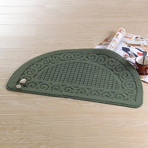 SUXUMHAO ラグジュアリーバスルームラグマット、エクストラソフトで吸収性の高いマイクロファイバーバスラグ、ノンスリッププラッシュシャギーバスカーペット、洗濯機乾燥、バスルームフロア用バスマット、ポリプロピレン半円(グリーン)