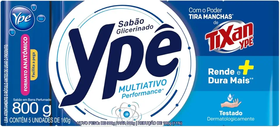 Ypê Sabão em Barra Multiativo 900g - 5 unidades de 180g