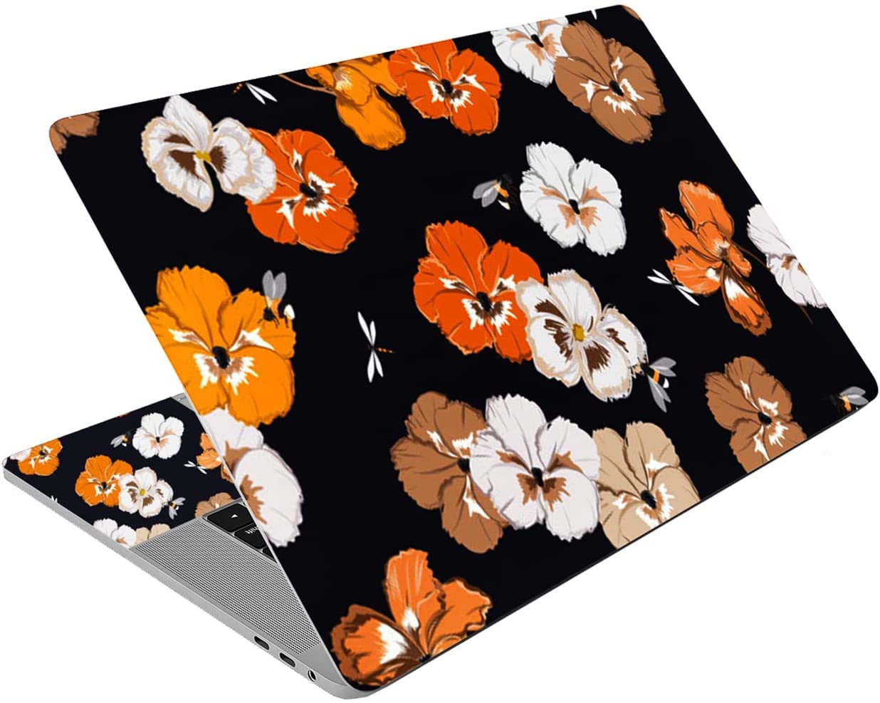 Laptop Skin Sticker Decal 15-15.6 Inches, Universal Reusable Vinyl Sticker for 12.1 13 13.3 14 15.4 Inches Netbook/Notebook PC, Waterproof & Scratch-Resistant (Bee,Dragonfly,Flower)