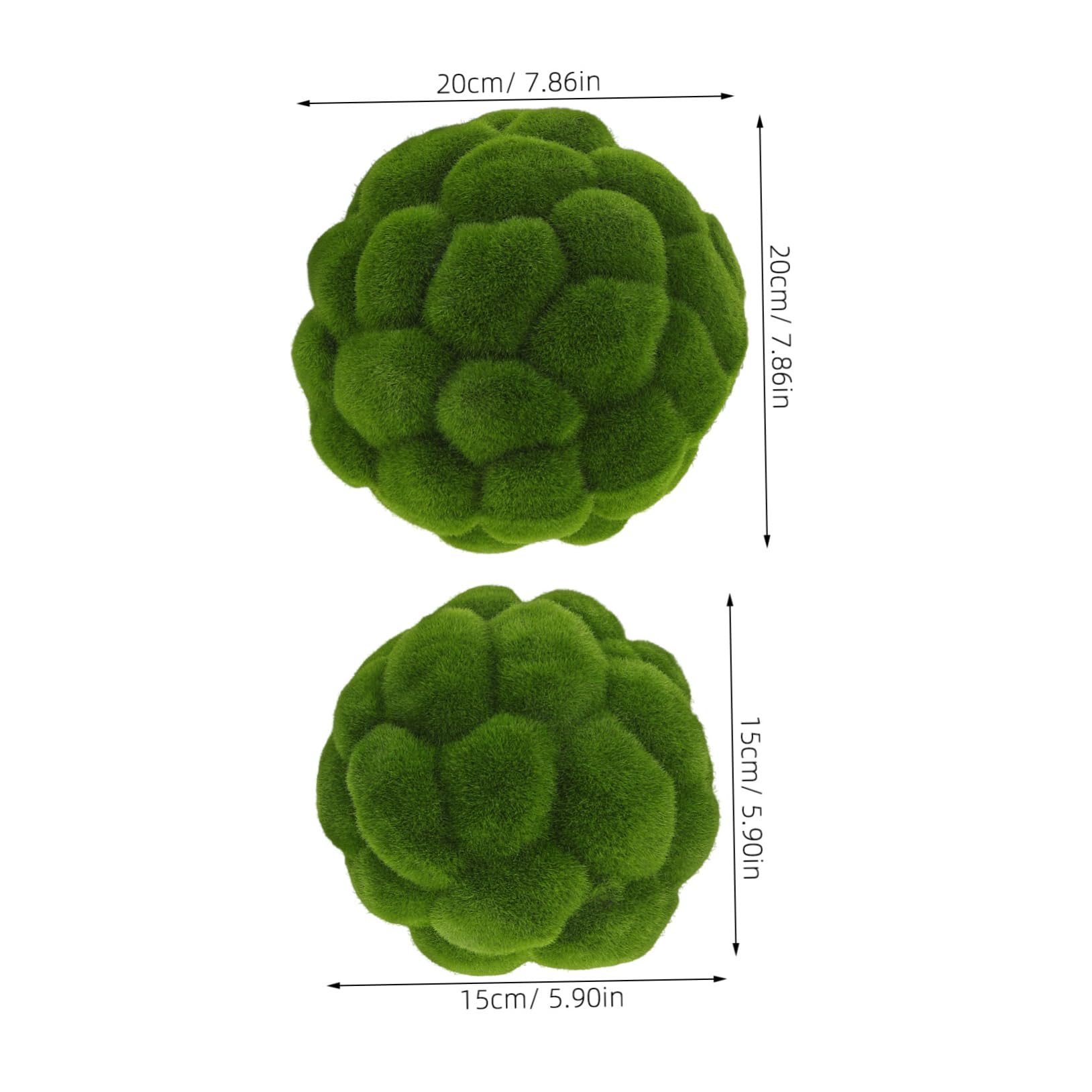 INOOMP 2pcs Artificial Balls Decorative Green Topiary Covered Stones for Floral Arrangements Fairy Gardens Crafting Decor Realistic for Indoor Outdoor Displays