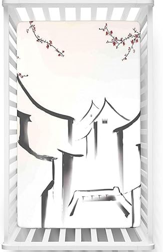 Sábanas bajeras ajustables con temática asiática, sábanas portátiles para cuna para niños pequeños, sábana bajera para colchón de cuna o sábana para