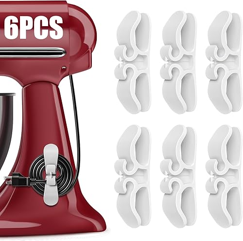 Miniatura 11 de Organizador de cables para electrodomésticos, paquete de 6 envolturas de cable de silicona gris, soporte de cable adhesivo para mezcladoras,