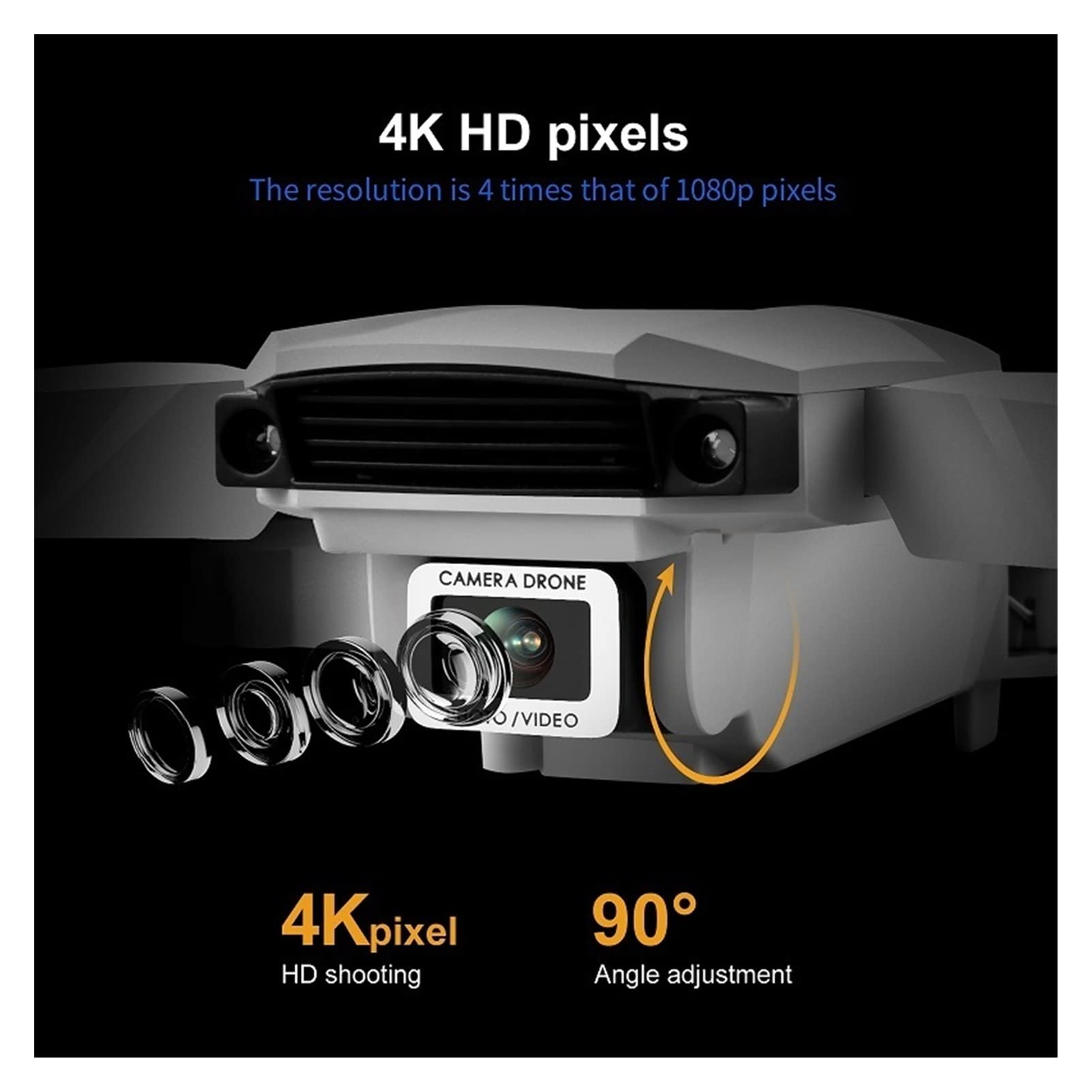 Składany dron Quadcopter Mini Drone 4K Podwójna kamera HD WiFi FPV Stabilne ciśnienie powietrza Zawis Profesjonalny składany quadkopter dla dzieci RC samolot (Kolor: szara torba Dual4K 2B Rozmiar: 1)