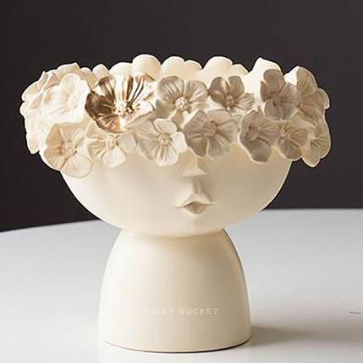 White Abstract Ceramic Vase – Modern Aesthetic Concrete Look Flower Vase for Home Decor, Living Room, Table Centerpiece, Boho Style, Office, Hostel & Gift Idea-image-47