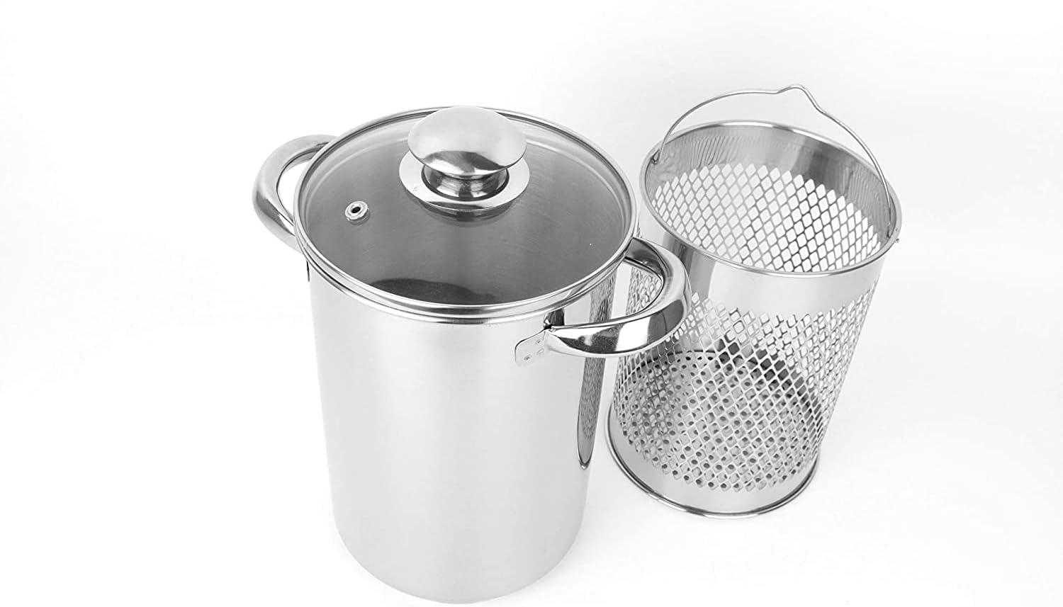 Asparagus Pot Stainless Steel Steamer Cooker with Basket and Lid Pasta 16cm 4L