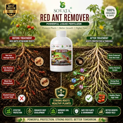 Image of Red Ant Remover, Essential Organic Powerful Liquid Insecticide for Removing all types of red ants and insects from Plants and soil. (100 ml)
