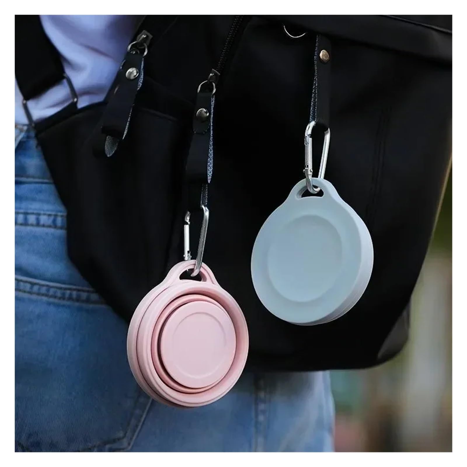 180 ml Klappbecher, Mini-Einziehbecher, Silikon, tragbare Teetasse, Outdoor-Reise-Kaffee-Teleskop-Trinkbecher mit Deckel(Blue-3PCS)