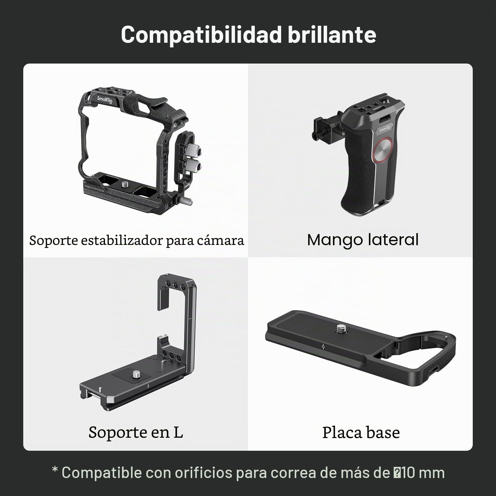 SMALLRIG Camera Cage Correa de Muñeca, Correa de Mano con Diseño Rápido Ajustable y Desmontable Agarre Seguro - 3848