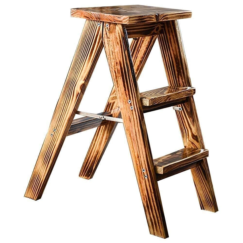 Buy Folding High Stool 3 Steps Portable Solid Wood Dining Table Step