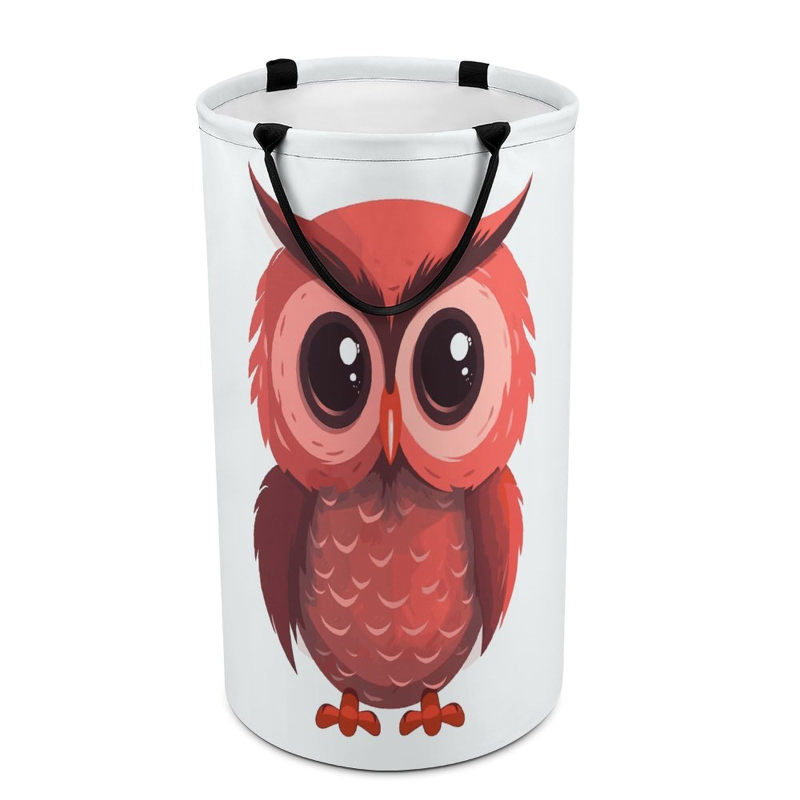 Cute Red Owl Laundry Basket Freestanding Laundry Hamper with Handles Waterproof Dirty Clothes Hamper Collapsible Washing Bin Aesthetic Clothes Basket for Bathroom Bedroom Dorm