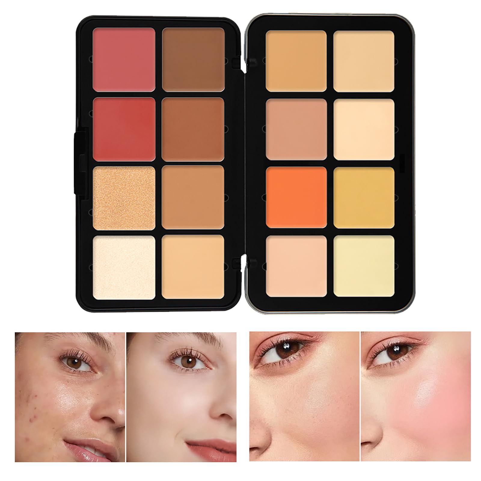 Paleta de maquillaje de 16 colores, tamaño completo, incluye bronceador facial, rubor, oculto, iluminador, contorno, sombra de ojos, 10 pinceles de maquillaje, para viajes, vacaciones, 5