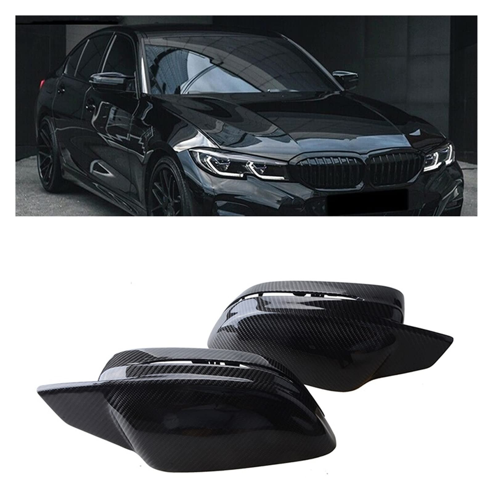 Spiegel Cap Seitenrückspiegel-Abdeckkappen Für BMW 3er G20 G28 2019-2025 - Glossy Black Spiegel Cover