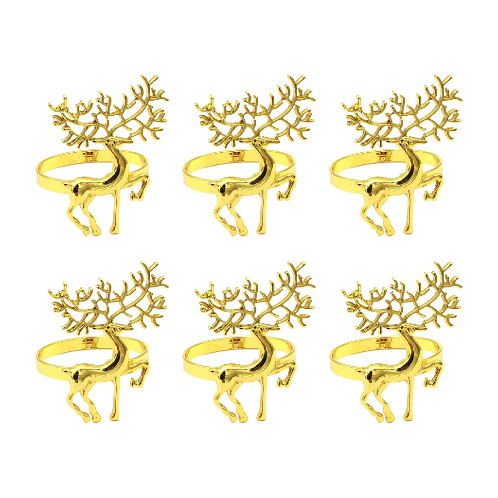 NVOQILIN Alloy Deer Napkin Rings 3 Colors Choose for Wedding Bridal Shower Tea Birthday Dinner Tables Setting Decoration Serviette Rings