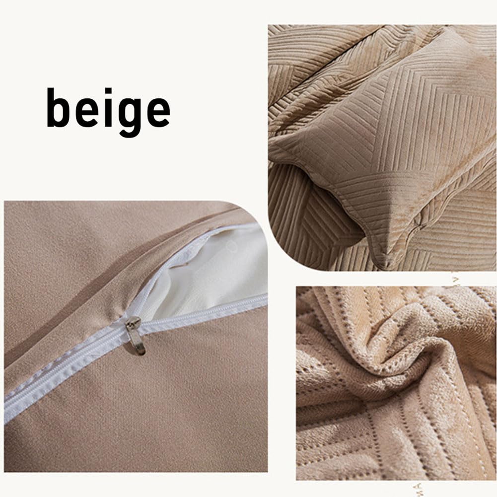 Bettwäsche-Set für Doppelbetten, Größe Four Seasons, wendbare Tagesdecke aus Samt, geprägte Steppdecke beige 220x240cm