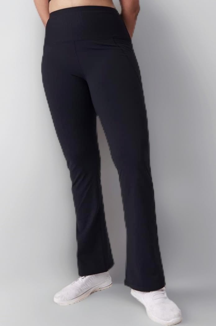 Blissclub Ultimate Flare Pants for Women Above 5'5 ft Tall | Ribbed Waistband, 4 Pockets | High Waist Trousers and Formal Pants for Office wear