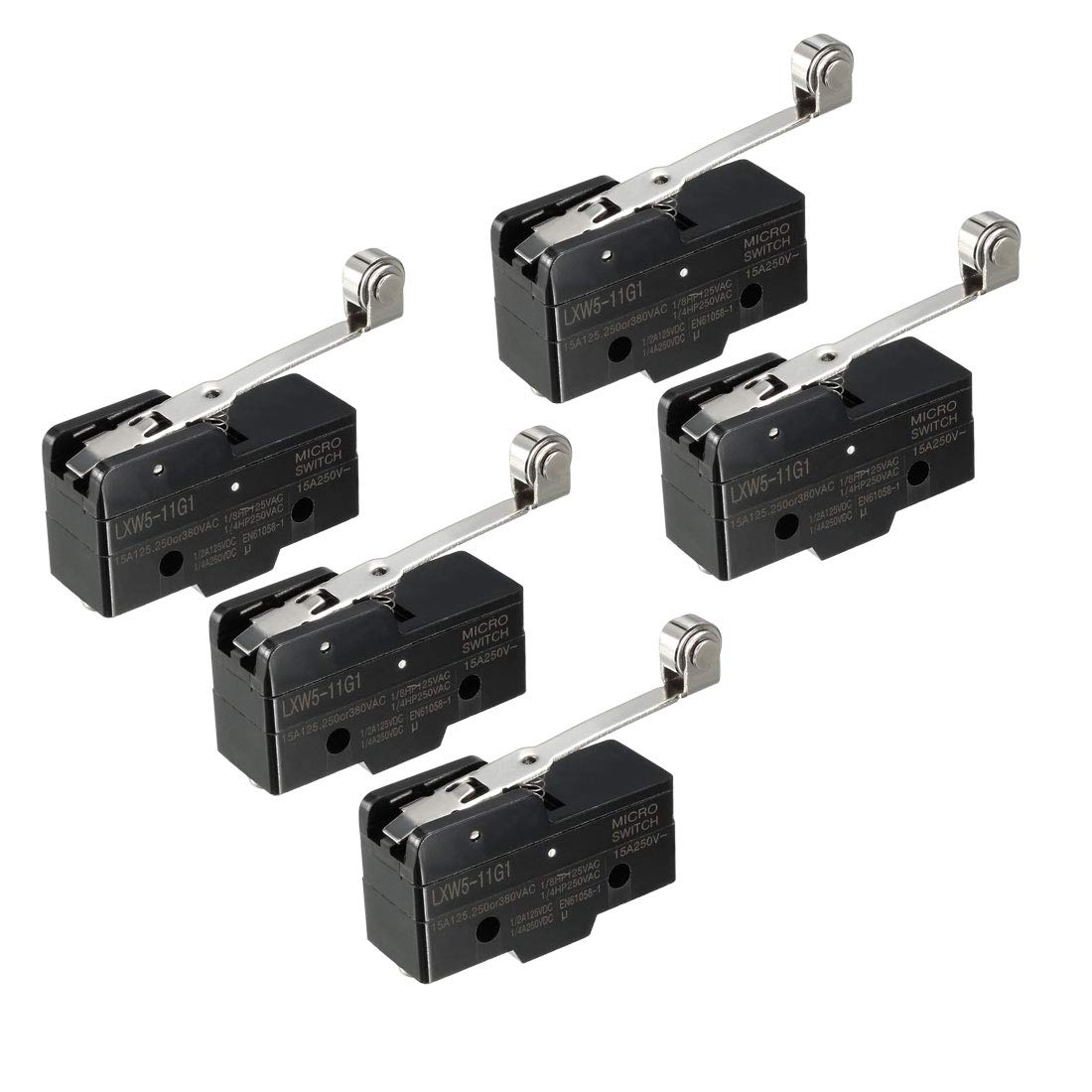 uxcell5PCS LXW5-11G1 1NO + 1NC Long Hinge Roller Lever Miniature Micro Switches