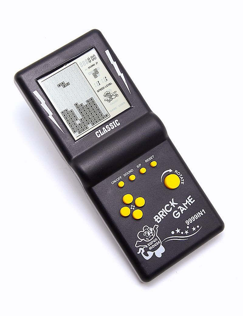 CZT Nuova console di gioco in mattoni grande schermo puzzle nostalgico classico integrato 23 giochi velocità/difficoltà regolabile alimentato da 2 batterie AA (non incluse) miglior regalo (nero)