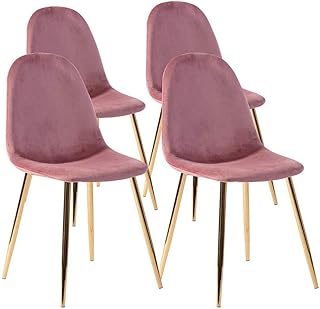 MEUBLE COSY, Chaise De Bureau Silla, Metal, Velur, Rosa, 42.5X54.5X86 Cm