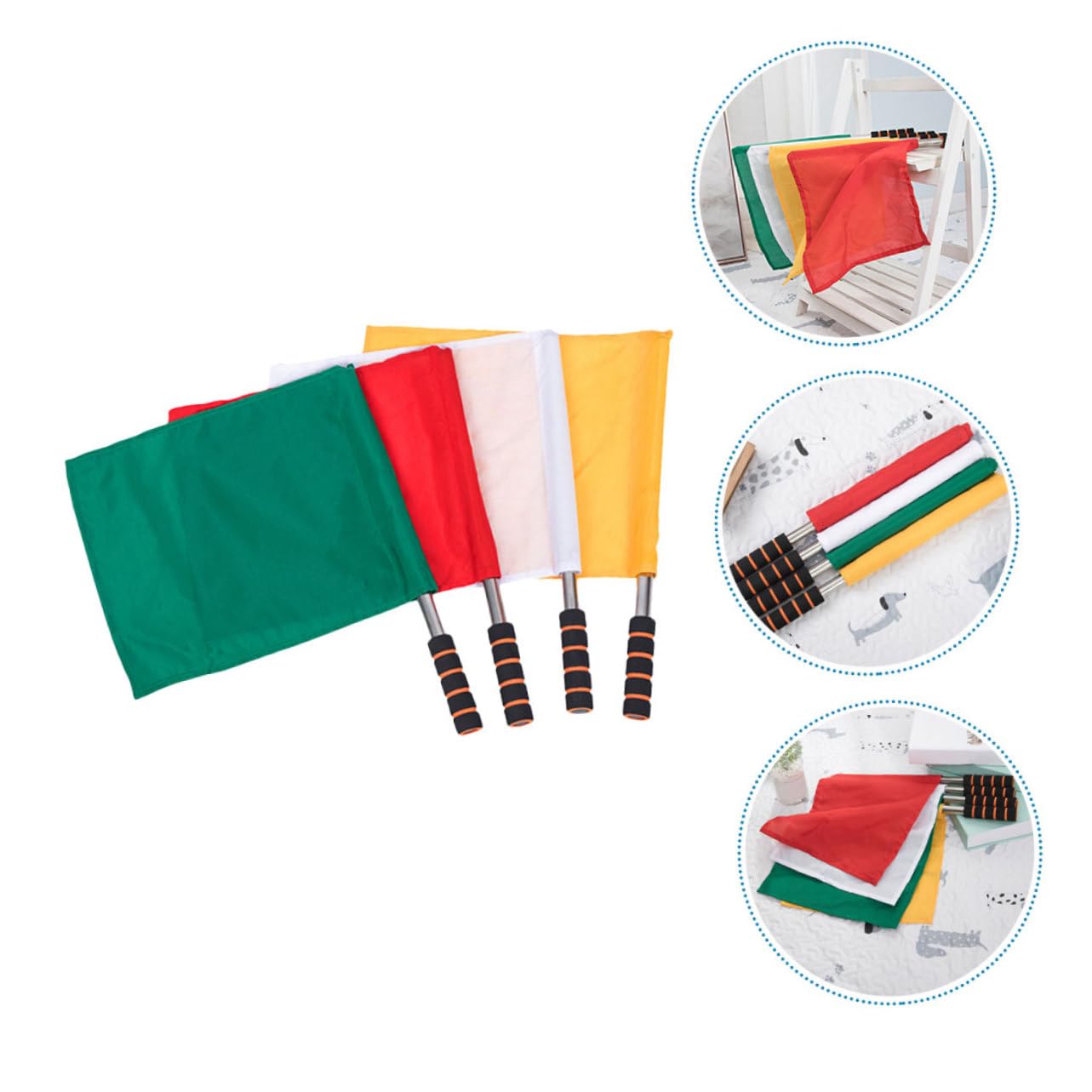 HANABASS 8piezas Banderas De Árbitro De Fútbol Bandera De Árbitro Principal De Señales Manuales Para Partidos De Fútbol Portátiles Para Campo Paquete