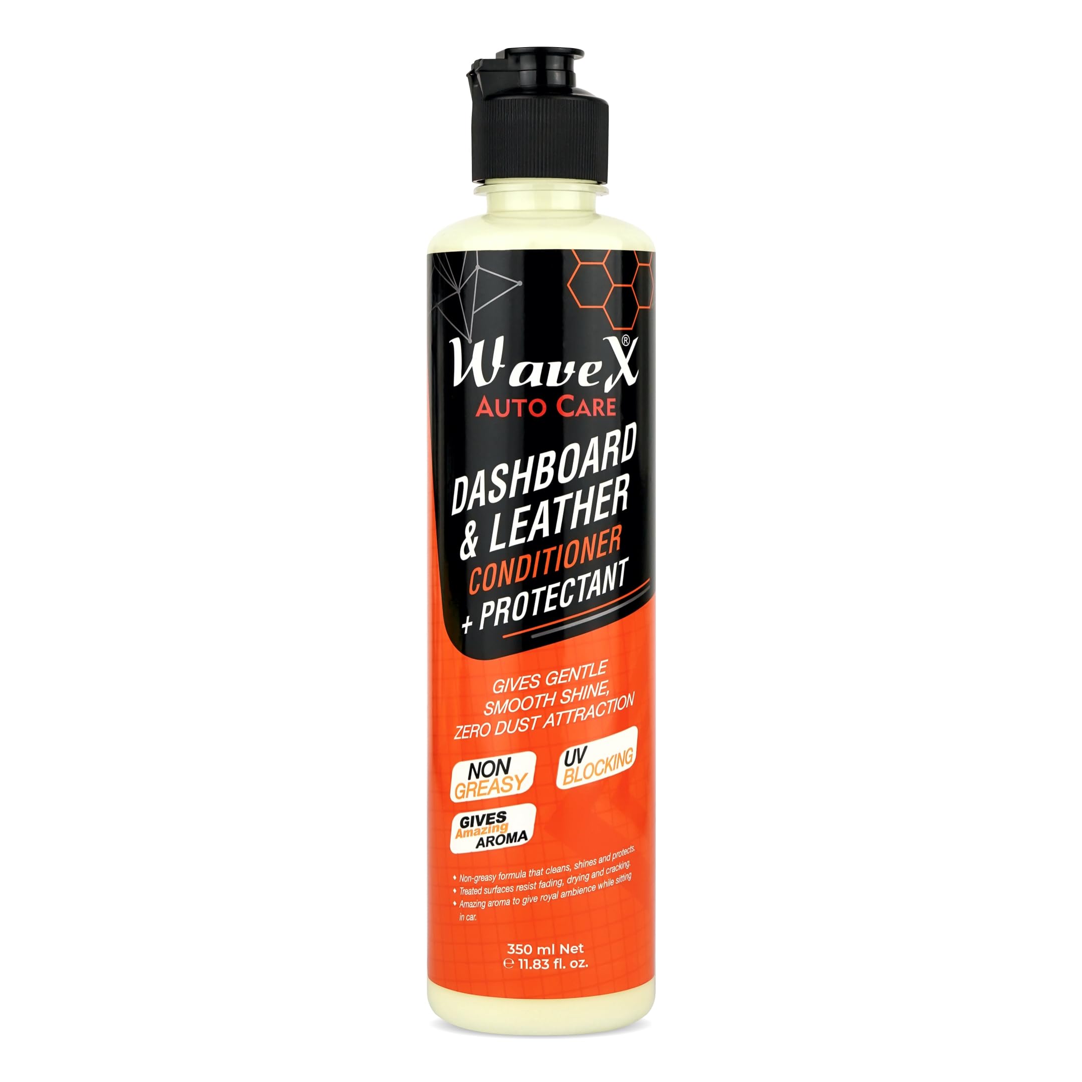 Wavex Dashboard Polish and Leather Conditioner + Protectant 350ml Car Dashboard Polish | Car Polish for Interior Plastic, Leather, Vinyl & Rubber | Dashboard Polish That Protects, Shines & Conditions