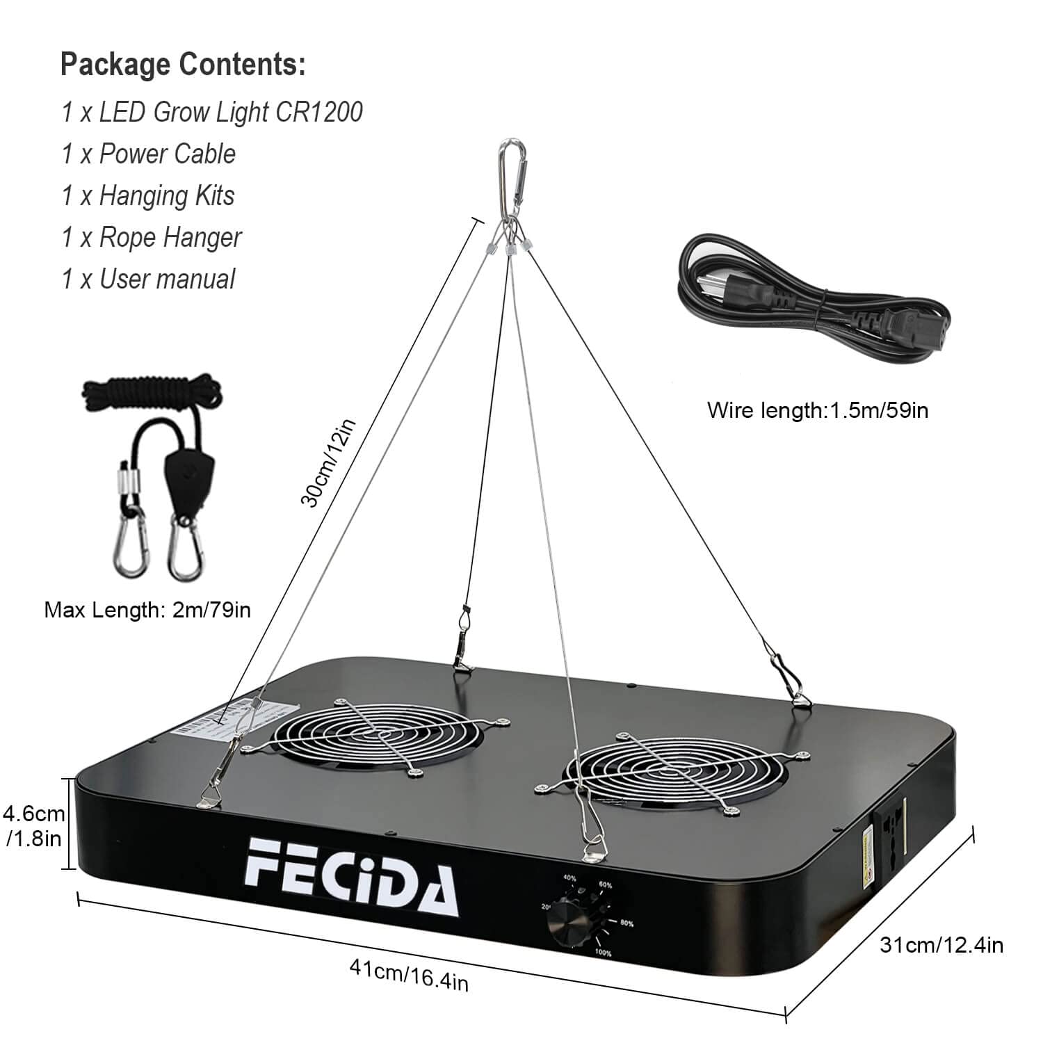 FECiDA 260 Watt luz plantas interior 24000 Lumen, Regulable luz de cultivo plantas de interior de Espectro Completo, Sistema de enfriamiento fuerte