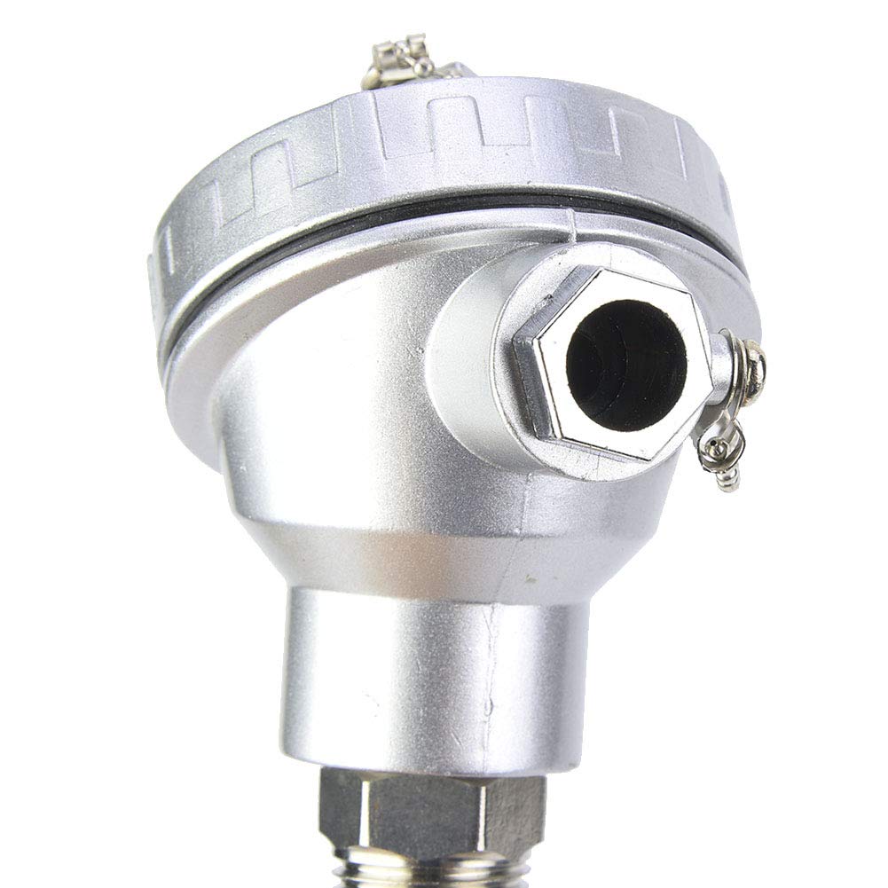 MIPPO Thread Thermocouple Terminal Head, Temperature Sensor Simple PT1/2'' 201 Stainless Steel for Industry for Temperature Controllers(Protection Tube 50mm) 4