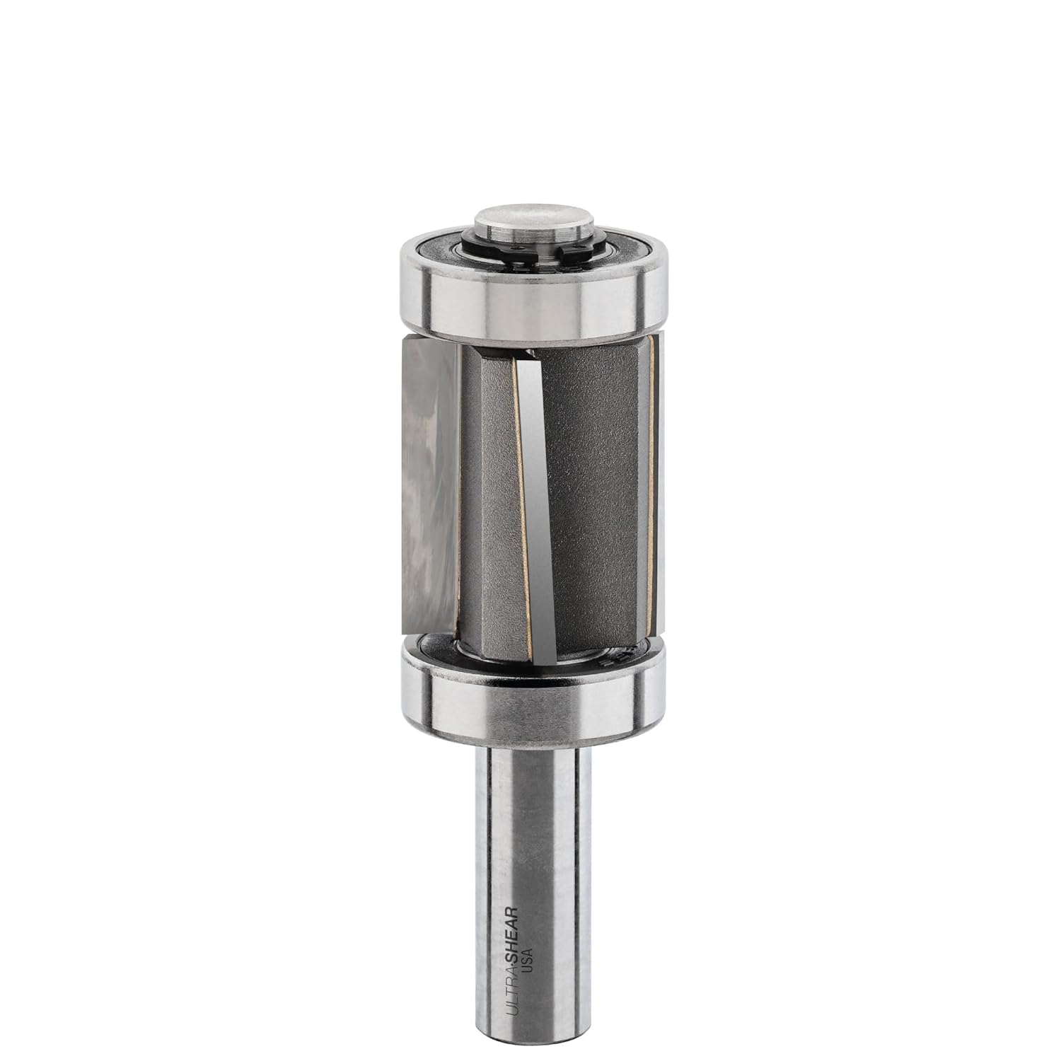 4-Flute Alternating Shear Pattern & Flush Trim Router Bit Set, 1-1/8" CD, 2" CL, Up/Down Shear Compression Geometry for Ultra-Smooth Cuts & Low Feed Resistance, Made in USA US541120AS