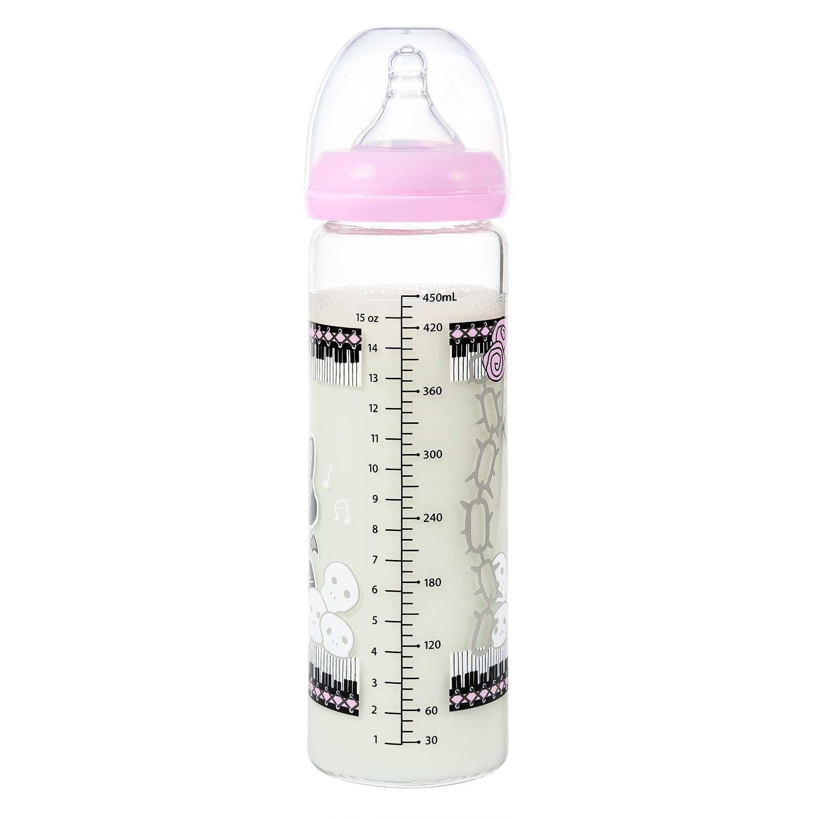 LittleForBig Adult Baby Bottle Ultra Printed Specialty Oversized Glass Feeding Bella Goth Brat Pattern