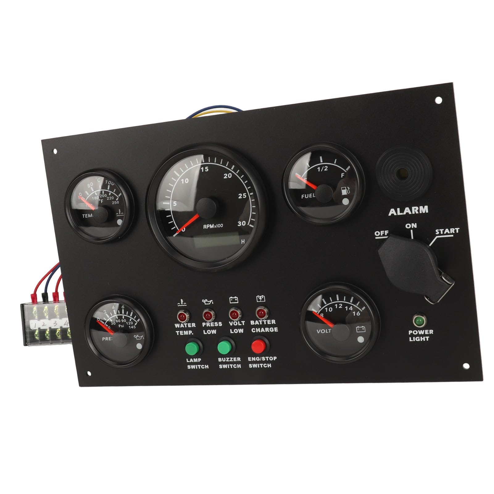 Panel de instrumentos Torvex, juego de indicadores de motor, temperatura de agua, aceite, voltaje, tacómetro, compatible con yates, autocaravanas, camiones y barcos, kit de 5