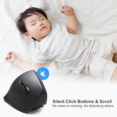 Miniatura 3 de SANWA Ratón ergonómico inalámbrico 2.4G, ratón óptico vertical para computadora, clic silencioso y silencioso, (80012001600 DPI ajustable, 6