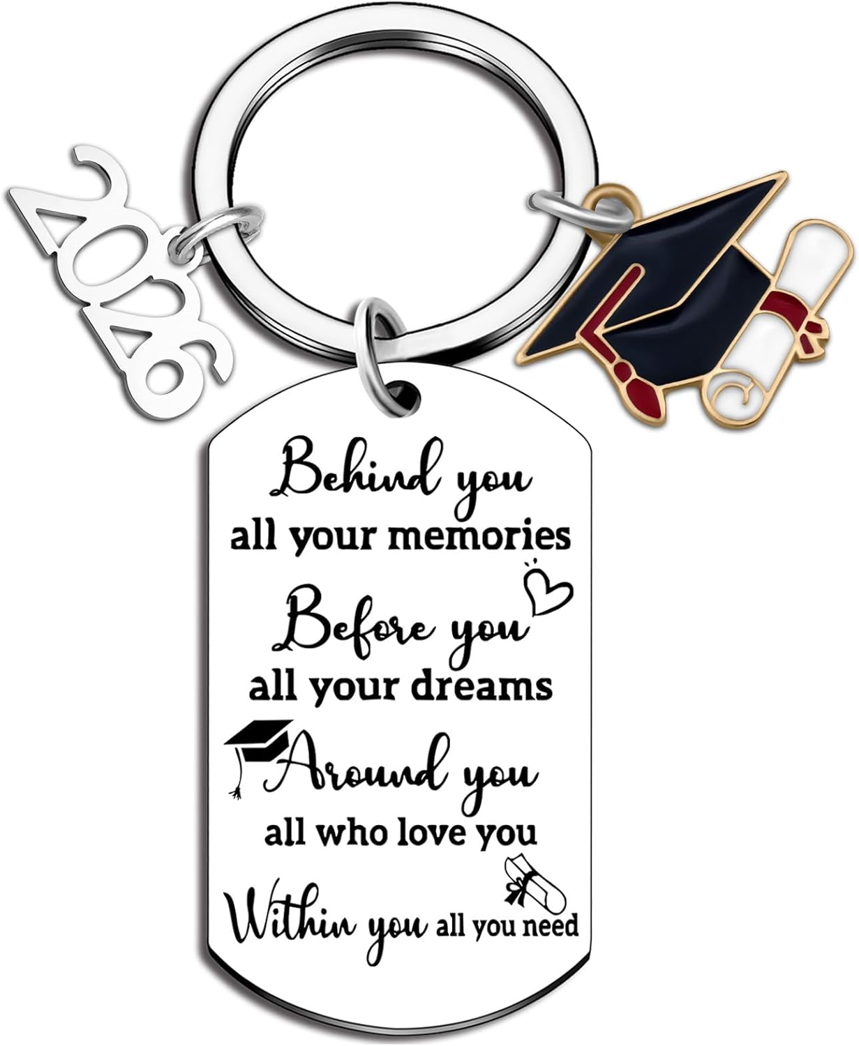 Aisity 2026 Graduation Gifts for Her Him Class Of 2026 Graduation Keychain for University College Middle High School Graduate 2026 Souvenir for Senior Masters Degree Student