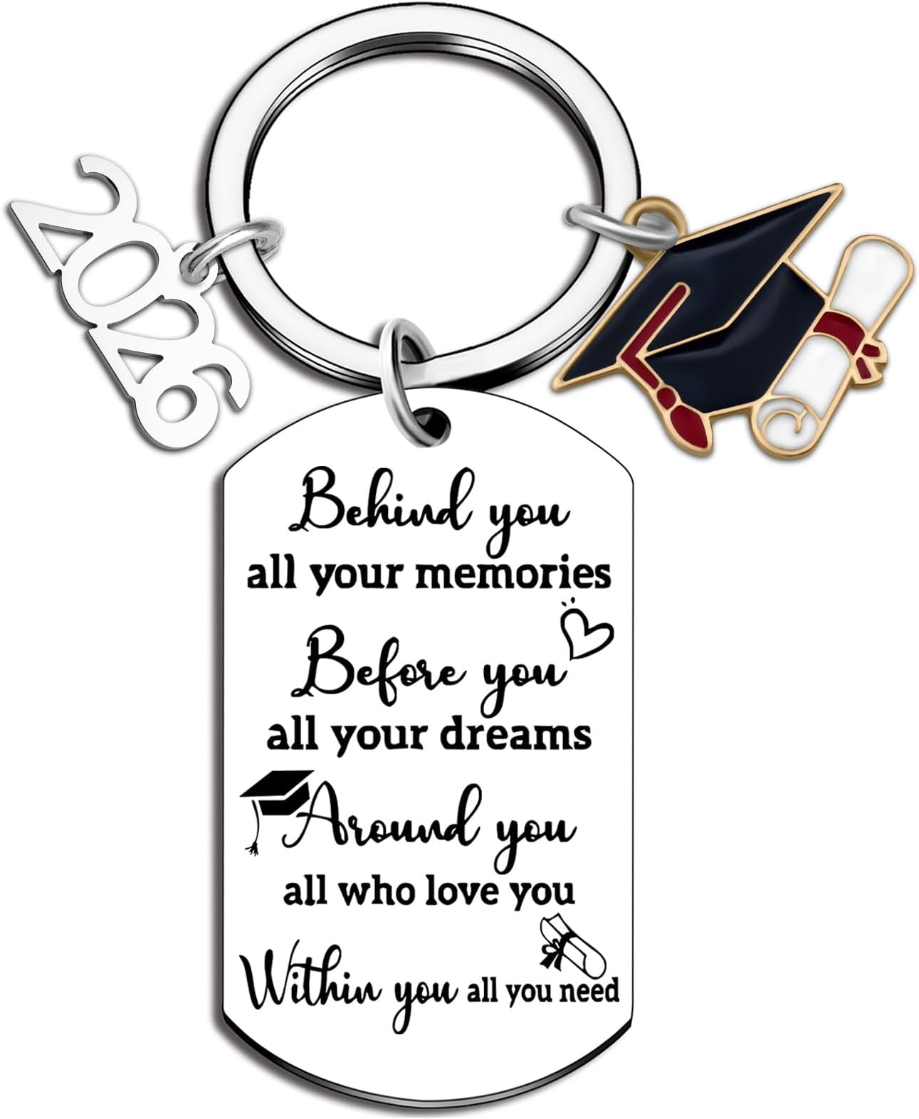 Aisity 2026 Graduation Gifts for Her Him Class Of 2026 Graduation Keychain for University College Middle High School Graduate 2026 Souvenir for Senior Masters Degree Student