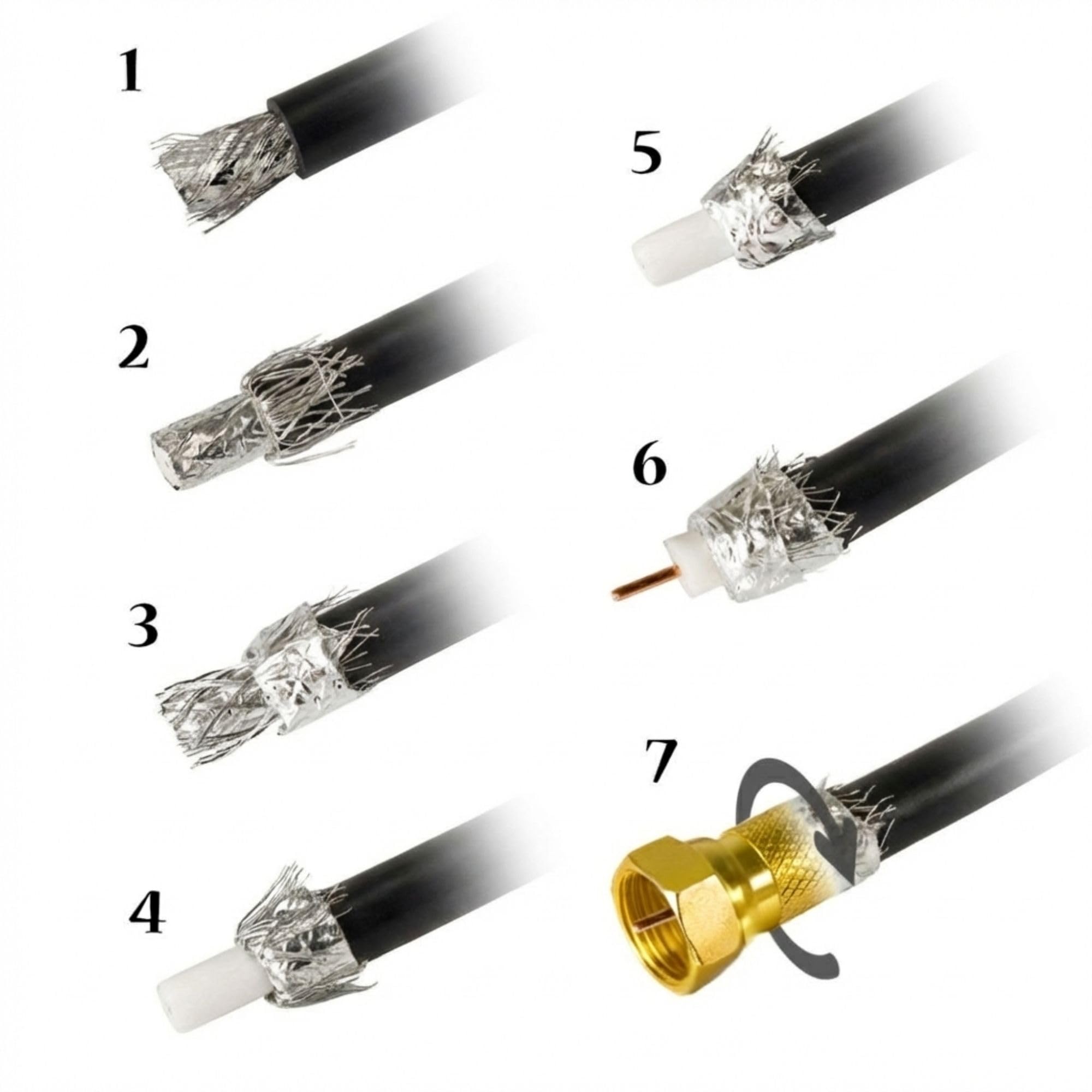 Premium X 50m PROFI Koaxialkabel Schwarz 135dB 4-fach CU KUPFER Satelliten Koax-Kabel SAT Antennenkabel 10x F-Stecker