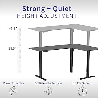 VIVO Electric Corner 75 x 63 inch L-Shaped Standing Desk, Memory Height Adjustment, Dark Gray Top White Frame, DESK-E3CTWG-75