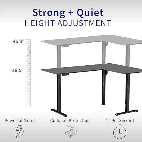 Miniatura 3 de VIVO Escritorio eléctrico de altura ajustable de 63 x 55 pulgadas parte superior de mesa de 3 partes marco blanco estación de trabajo de pie en