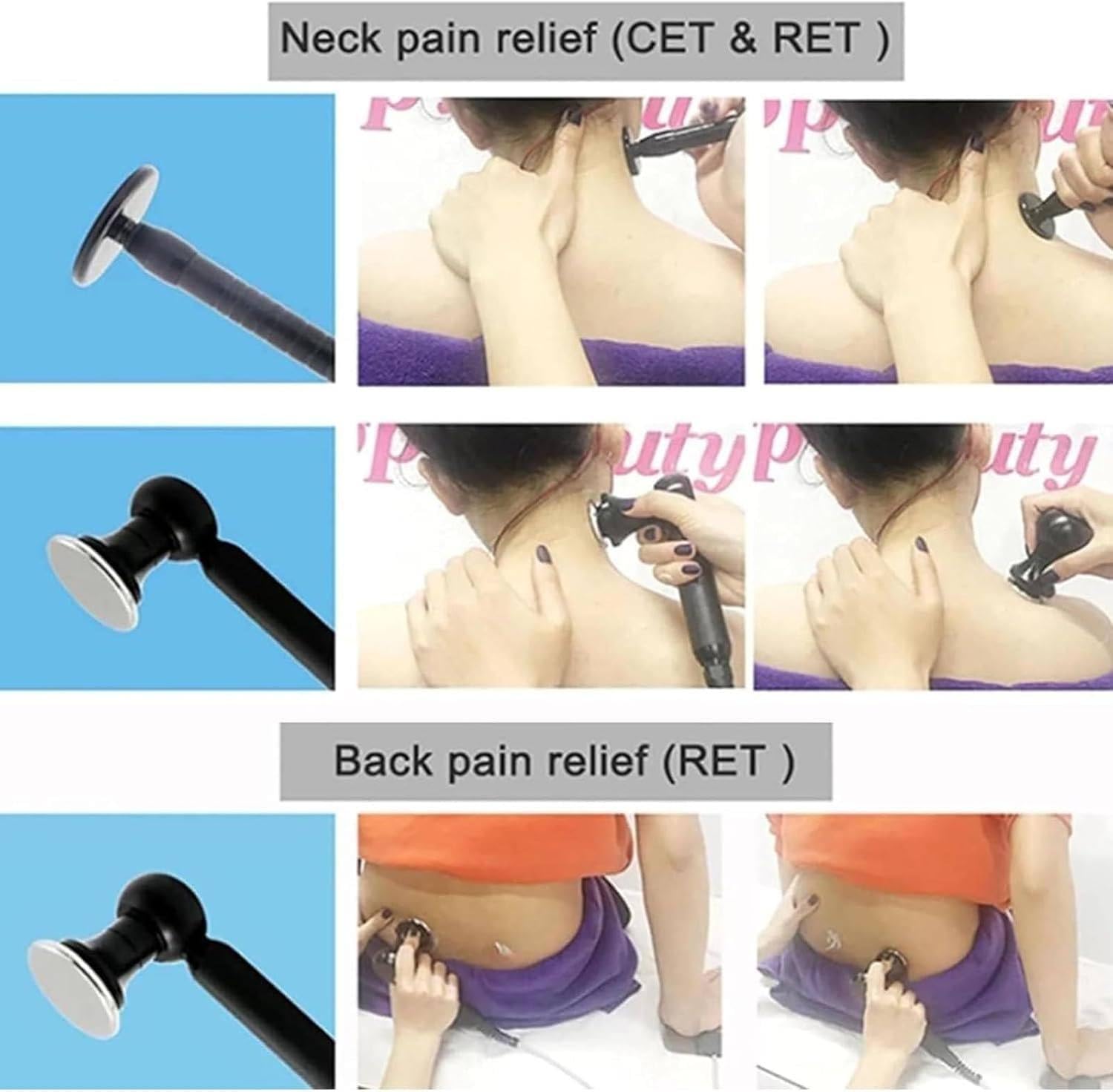 Tecarterapia De 448 Khz, Equipo De SPA para Terapia Corporal con Mango, Sonda Y Placa Negativa, Quemador De Grasa De Alta Frecuencia RF para Pérdida De Peso
