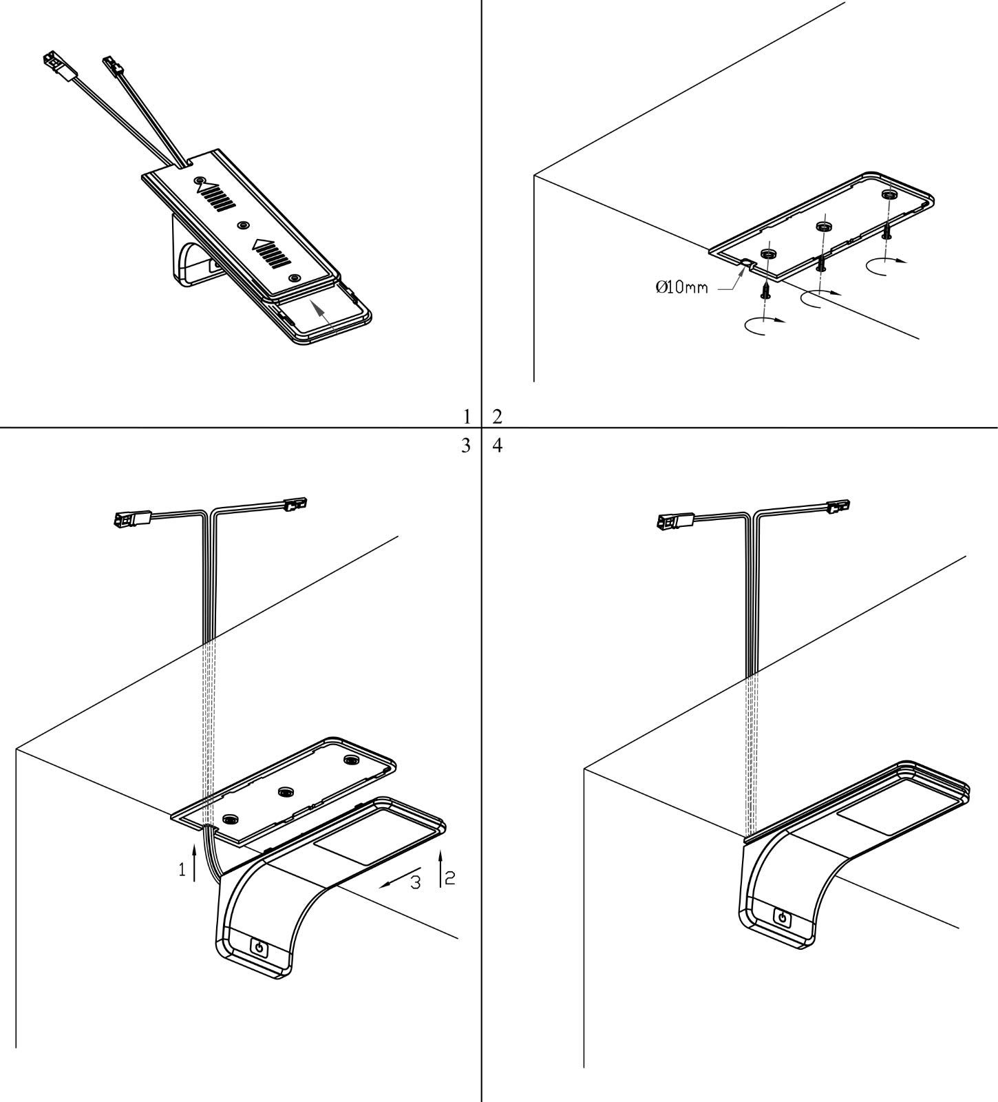 kalb Material für Möbel LED Unterbauleuchten Küchenleuchte Küchenleuchten Panel Unterbauleuchte Küche, Auswahl:3er SET, Lichtfarbe:neutralweiß