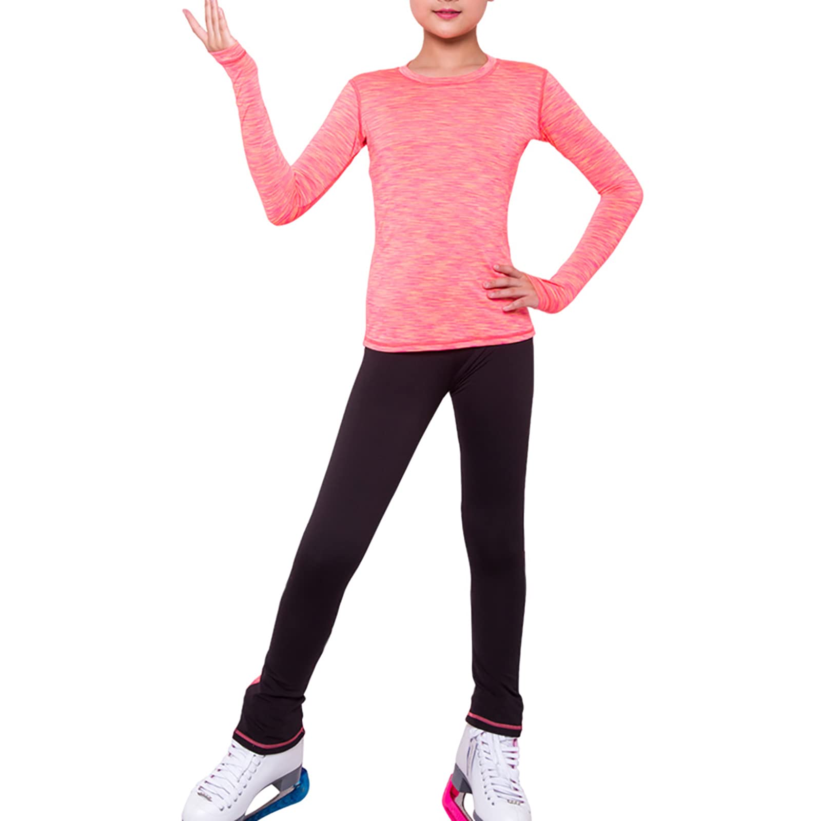 Songyi Chaqueta Patinaje con Pantalones Alta Elasticidad Mujer Competición Entrenamiento Cálido Vellón Ropa de Patinaje sobre Hielo(Size:3XS,Color:Rosado)