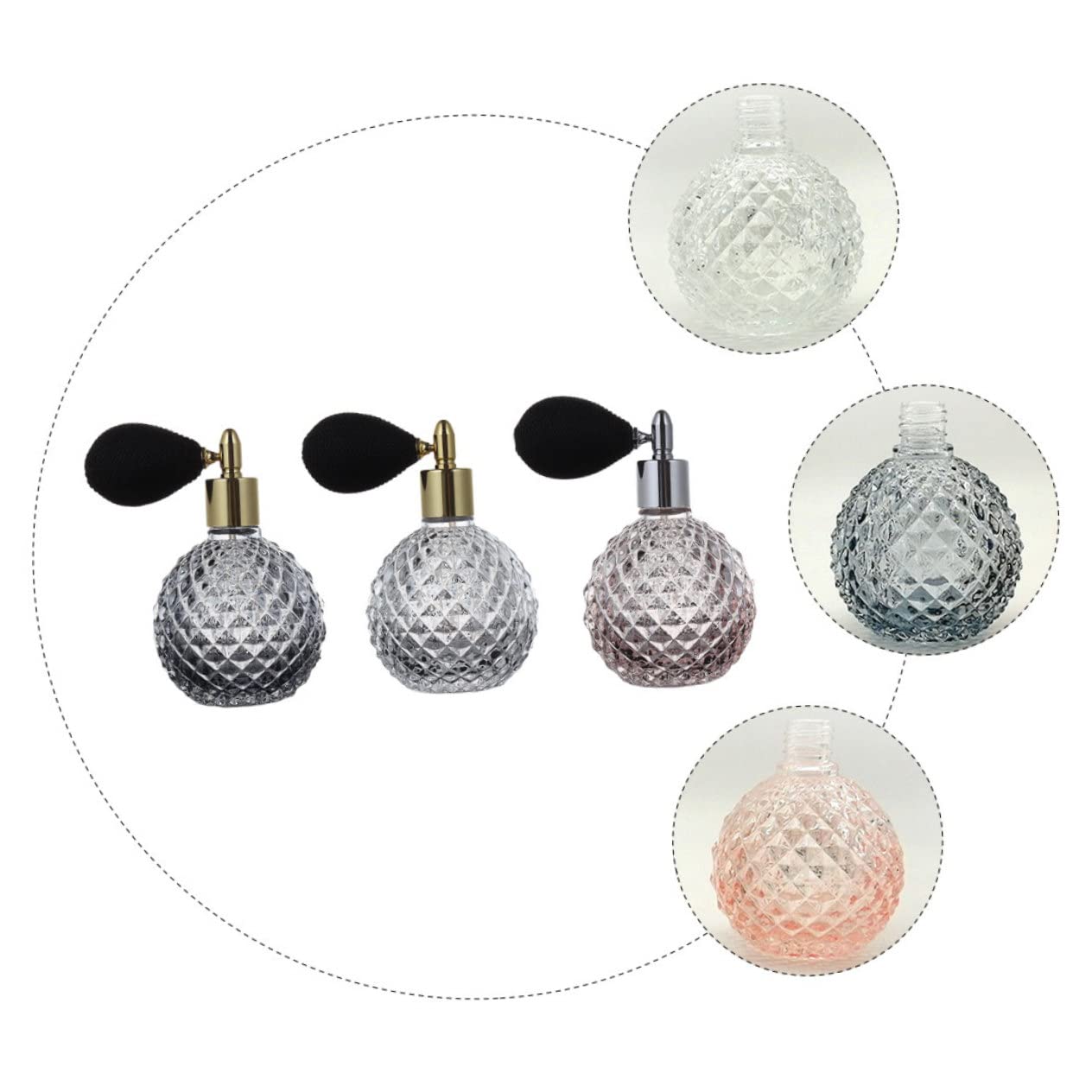 Homoyoyo 3piezas Botellas De Perfume De Vidrio Recargables De Spray Vintage Frascos De Perfume Espray
