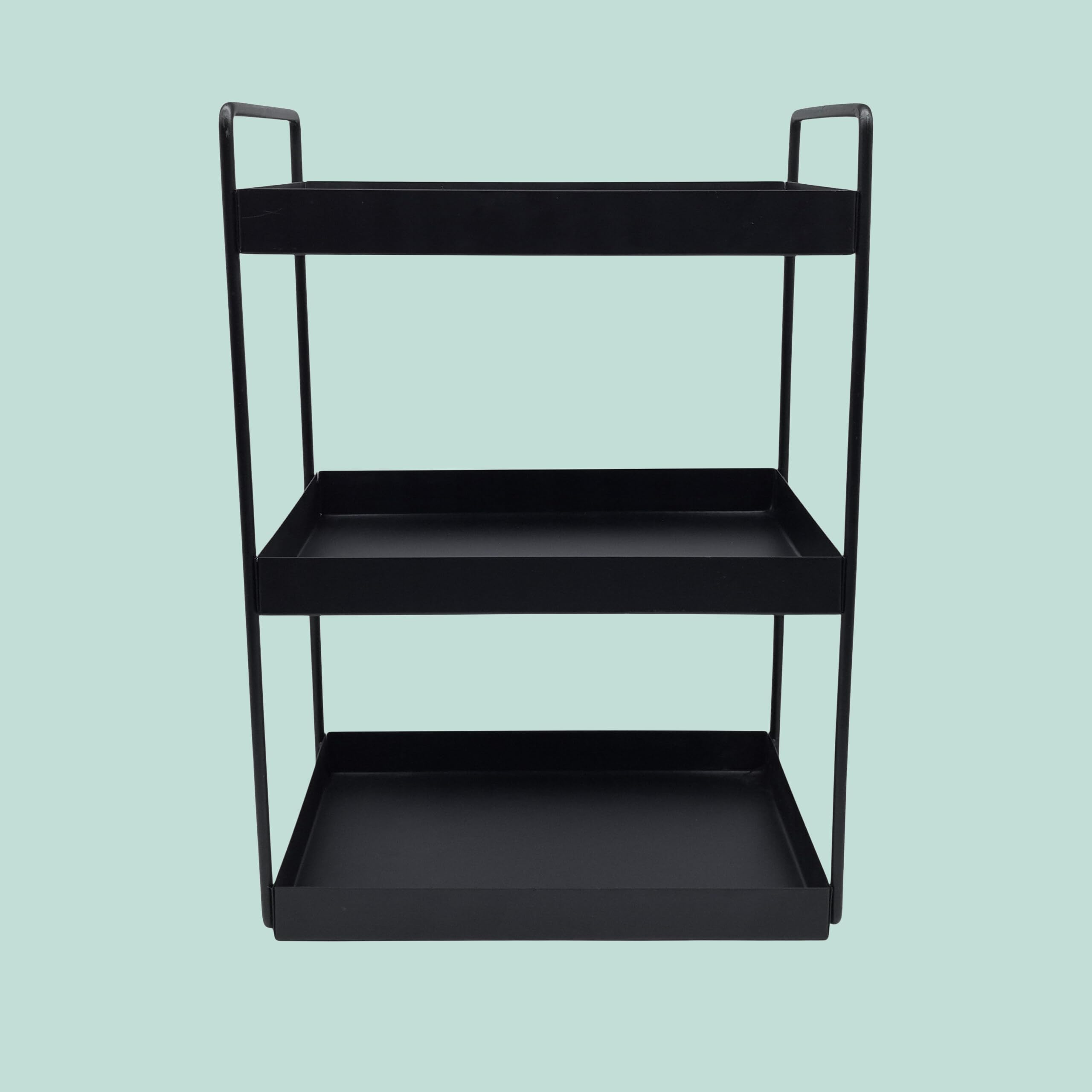 Relaxdays Scaffale per spezie, 3 ripiani, salvaspazio, organizer cucina, HLP: 44 x 26 x 18 cm, metallo, nero