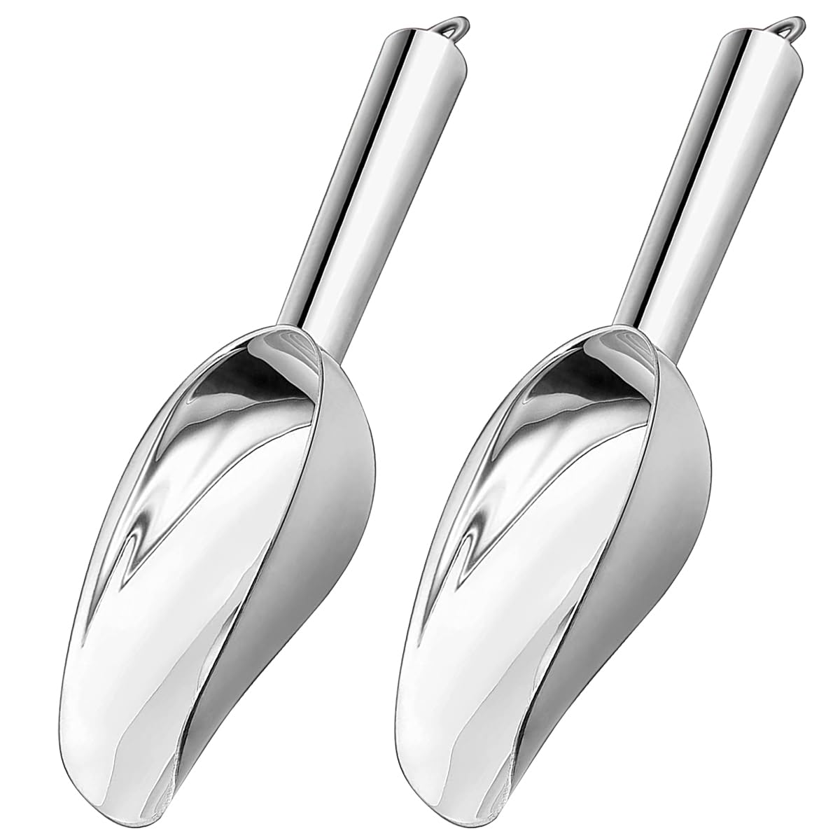 MaudCara 2pc Metal Ice Scoop for Freezer,3 OZ Small Ice Scooper,Multipurpose for Cookie Scoop,Popcorn Scoop,Flour Scoop,Dog Food Scoop,Silver