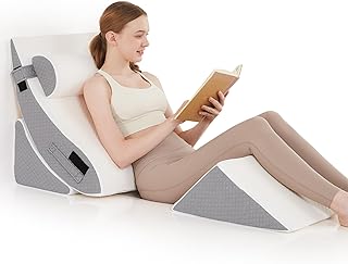 HomeMate 4pcs Upgraded Orthopedic Bed Wedge Pillow Set - Post Surgery Pillows for Back, Neck and Leg Pain Relief - Adjustable Pillow Wedge for Sleeping - Acid Reflux, Anti Snoring, Heartburn & GRED