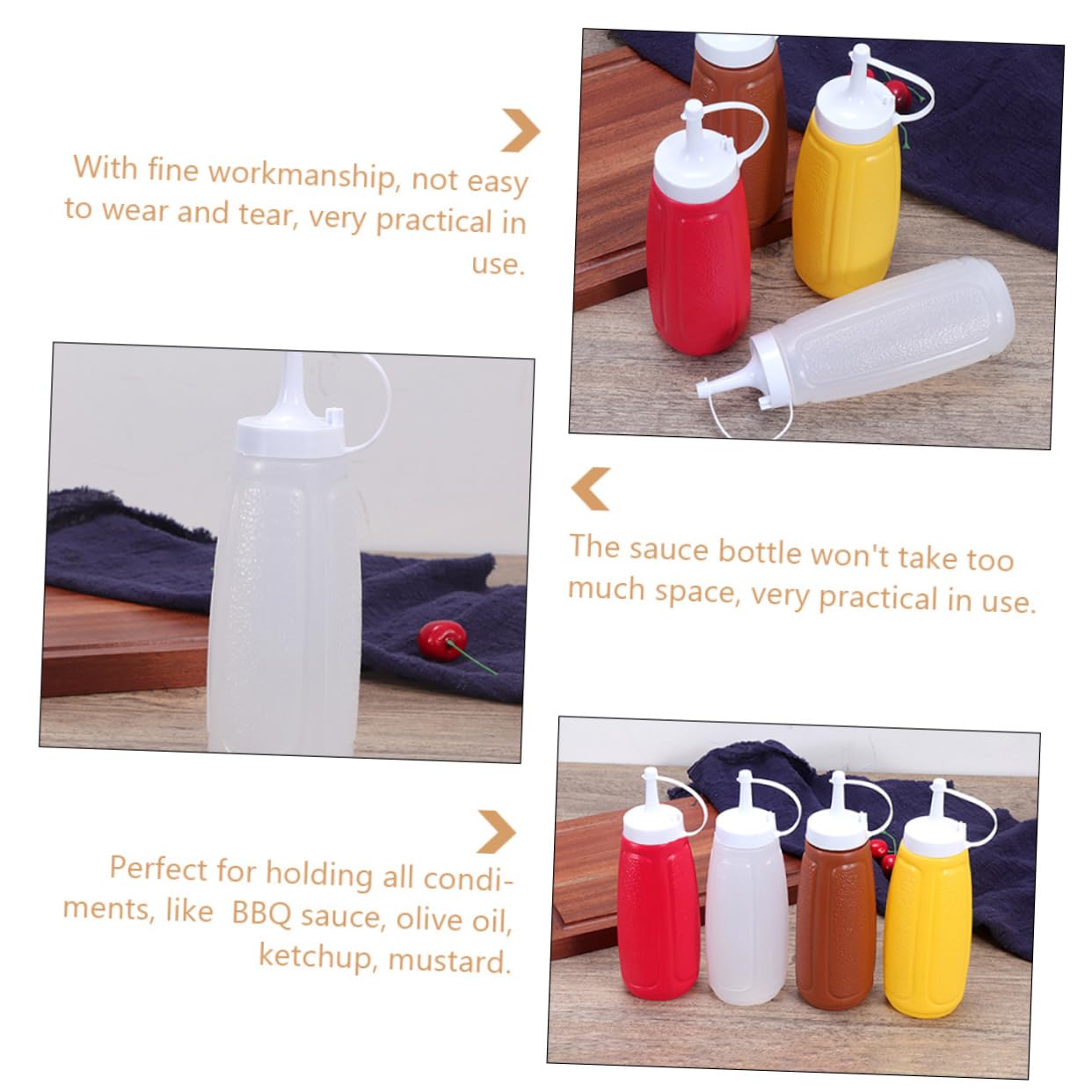 FUNOMOCYA Squeeze Condiment Bottle with Lid Plastic Sauce Dispensing Bottle for Ketchup Salad Dressing and Oil Kitchen Tool for Precise Portion Control